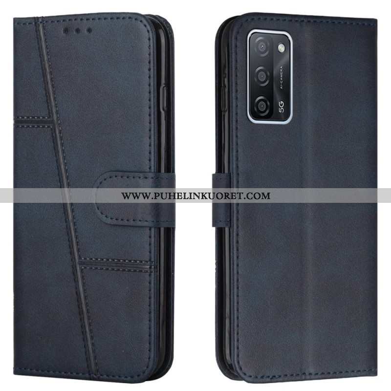 Flip Case Oppo A16 / A16s Suojaketju Kuori Strappy Geo Leather Effect