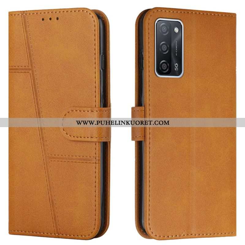 Flip Case Oppo A16 / A16s Suojaketju Kuori Strappy Geo Leather Effect