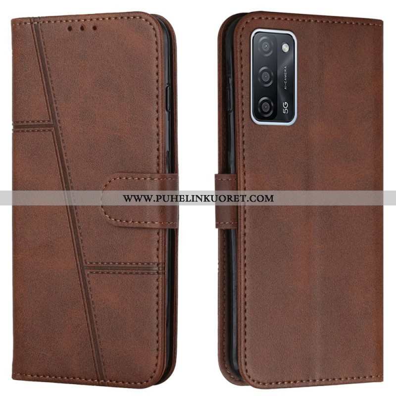 Flip Case Oppo A16 / A16s Suojaketju Kuori Strappy Geo Leather Effect