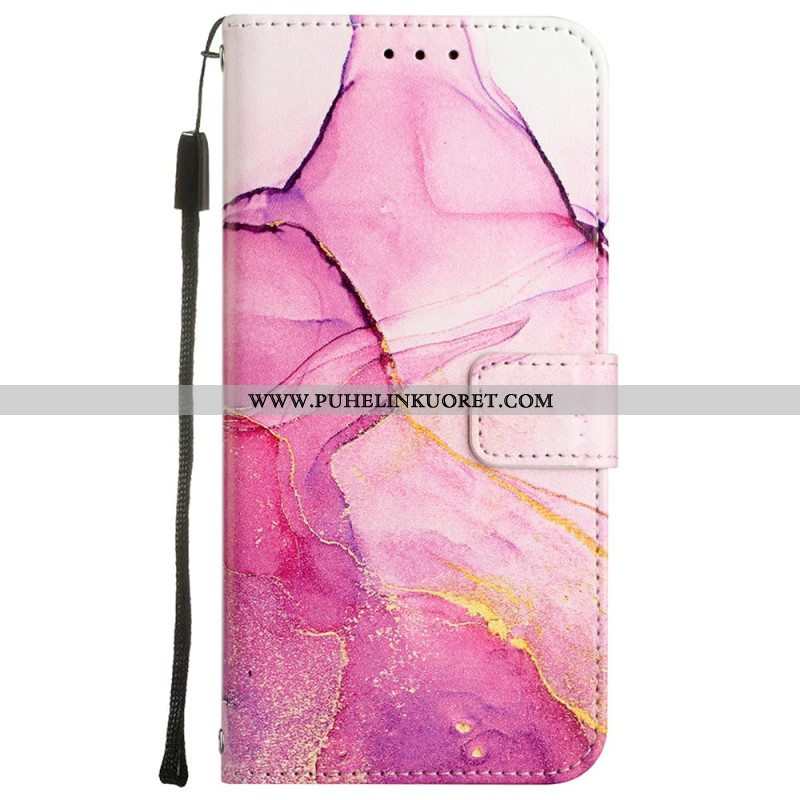 Flip Case Oppo A54 5G / A74 5G Marmori Kaulanauhalla