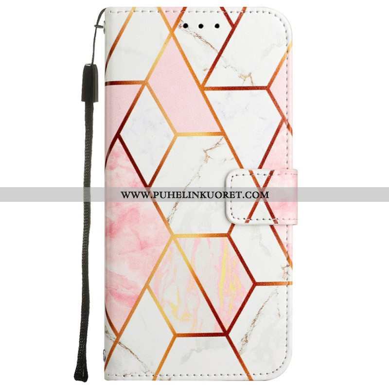 Flip Case Oppo A54 5G / A74 5G Marmori Kaulanauhalla