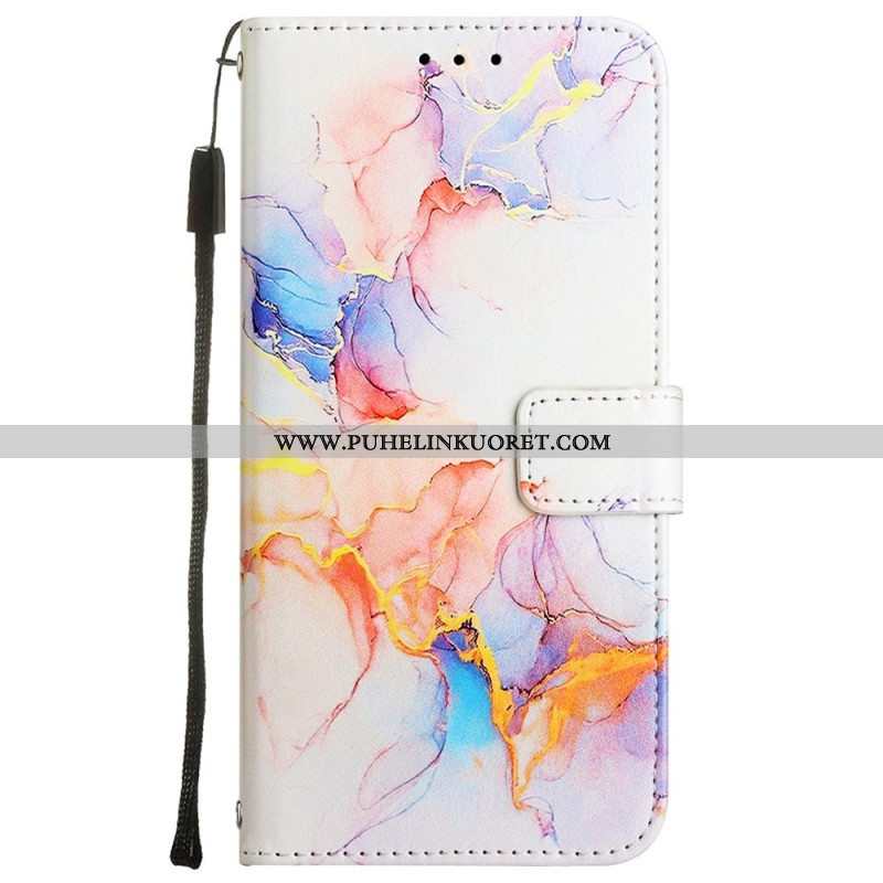 Flip Case Oppo A54 5G / A74 5G Marmori Kaulanauhalla