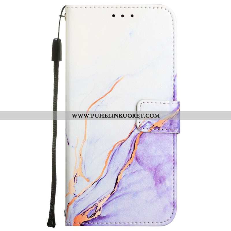 Flip Case Oppo A54 5G / A74 5G Marmori Kaulanauhalla