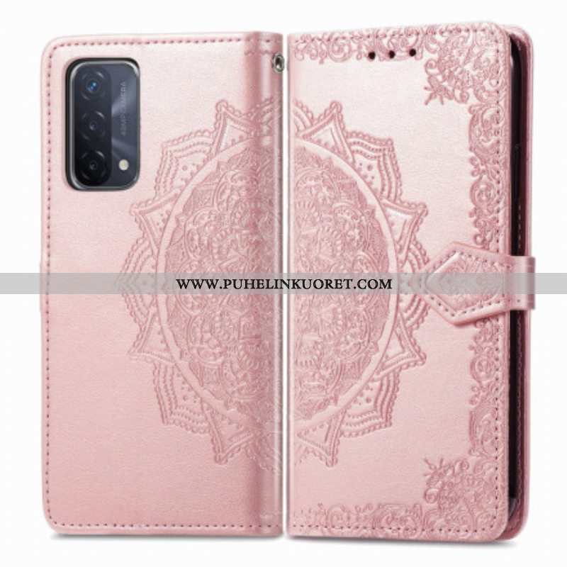 Nahkakotelo Oppo A54 5G / A74 5G Mandala Keskiaika