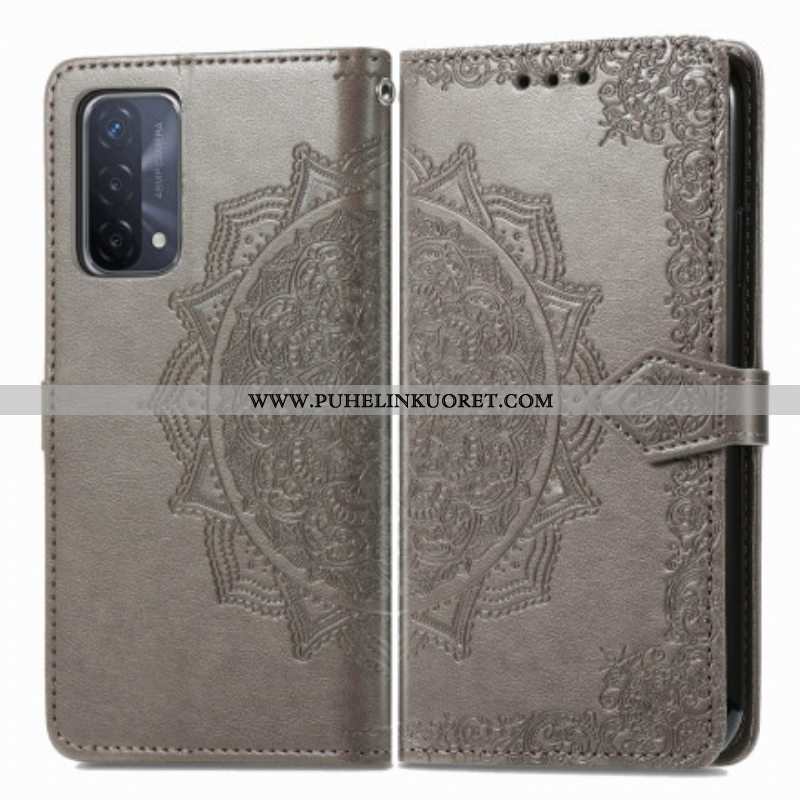 Nahkakotelo Oppo A54 5G / A74 5G Mandala Keskiaika