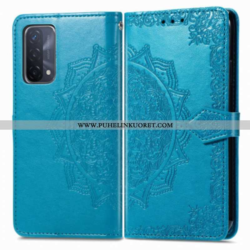 Nahkakotelo Oppo A54 5G / A74 5G Mandala Keskiaika