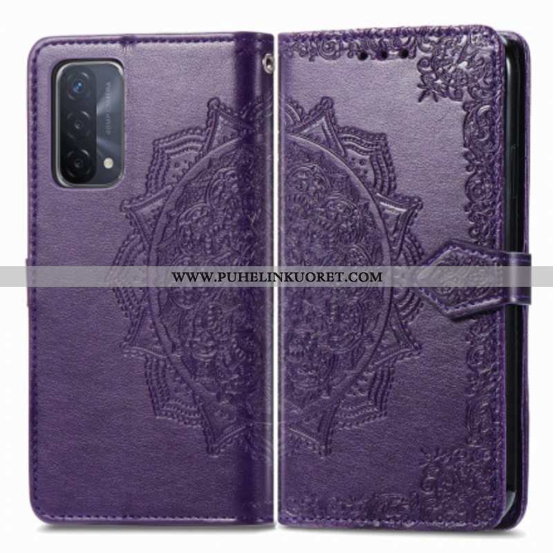 Nahkakotelo Oppo A54 5G / A74 5G Mandala Keskiaika