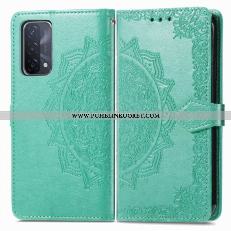 Nahkakotelo Oppo A54 5G / A74 5G Mandala Keskiaika