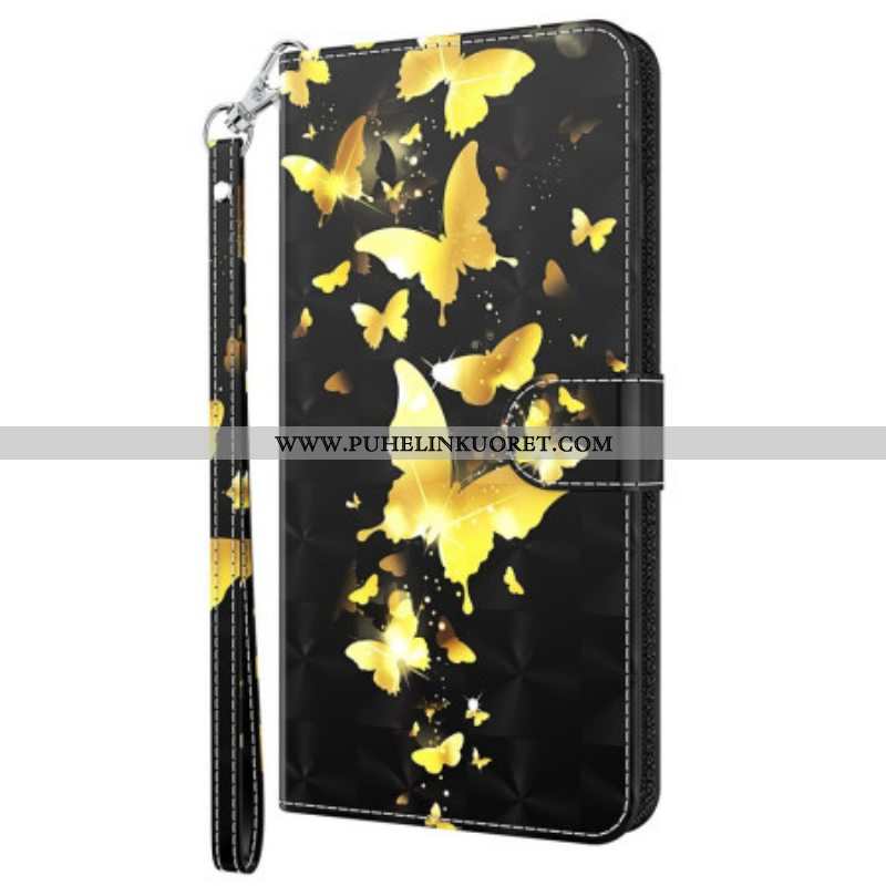 Flip Case Oppo A94 5G Perhonen Kaulanauhalla