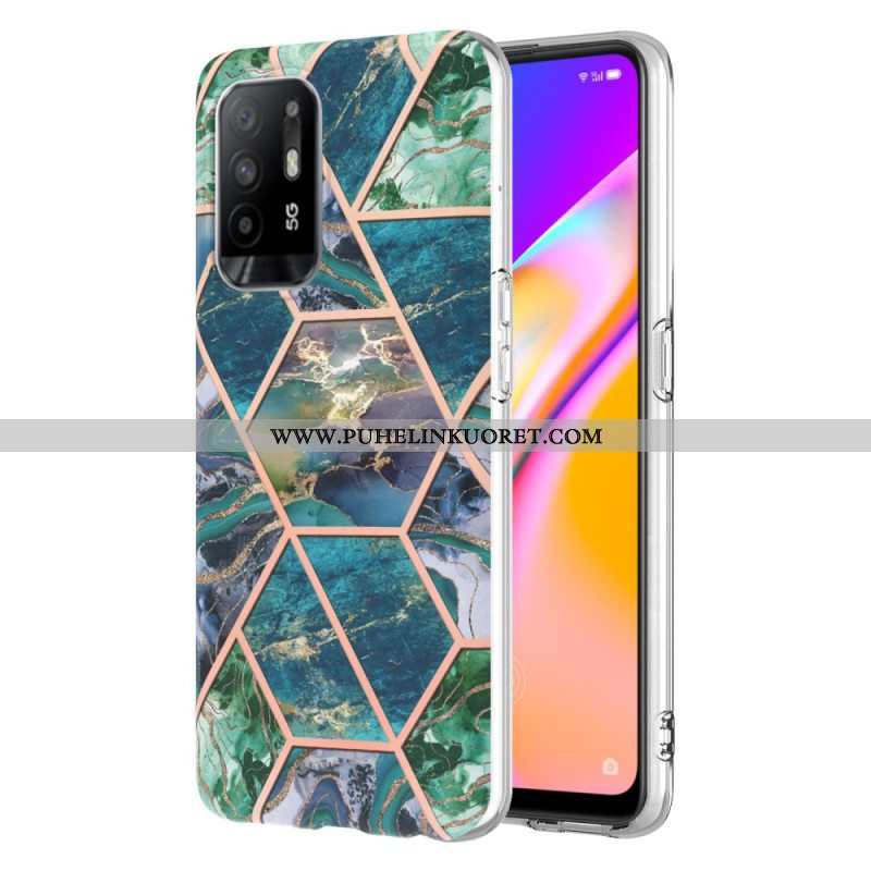 Case Oppo A94 5G Kiiltävä Geometrinen Marmori