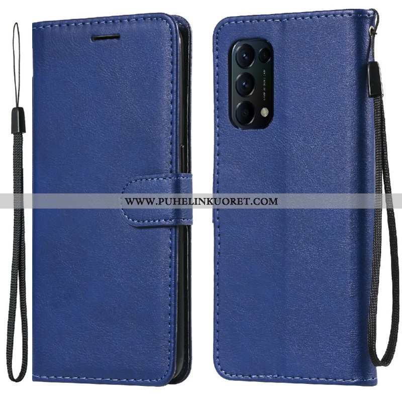 Flip Case Oppo Find X3 Lite Suojaketju Kuori Strappy Leather Effect