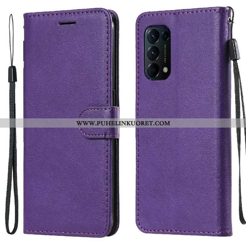 Flip Case Oppo Find X3 Lite Suojaketju Kuori Strappy Leather Effect