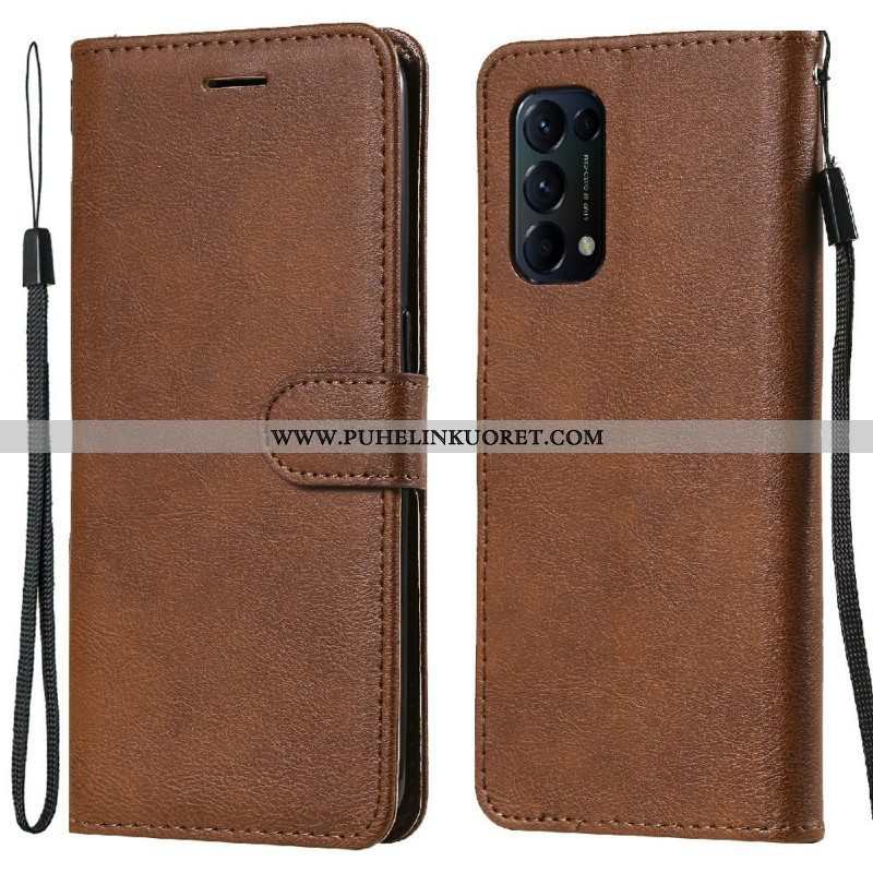 Flip Case Oppo Find X3 Lite Suojaketju Kuori Strappy Leather Effect