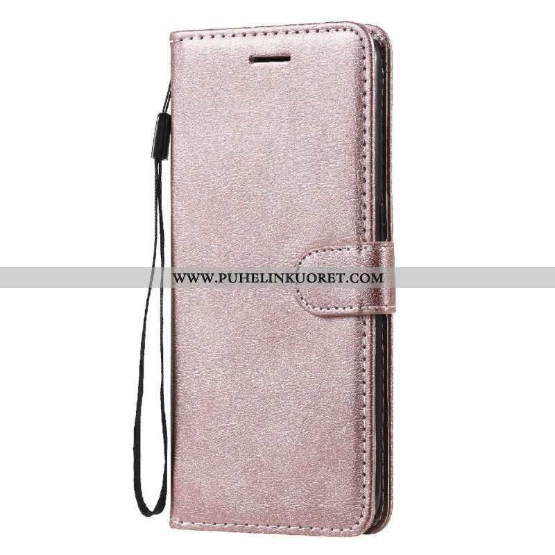 Flip Case Oppo Find X3 Lite Suojaketju Kuori Strappy Leather Effect