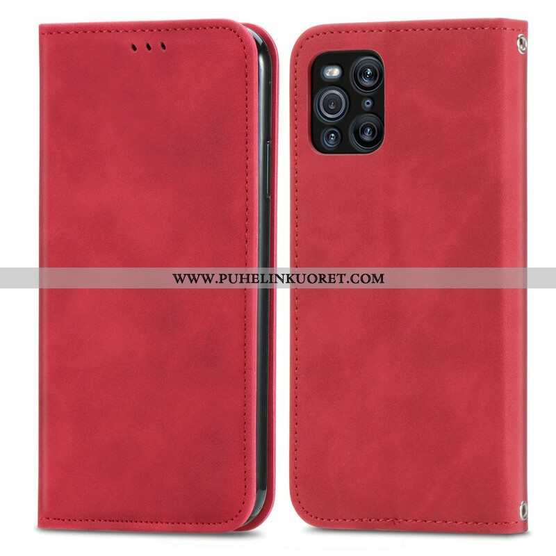 Puhelinkuoret Oppo Find X3 Pro Kotelot Flip Vintage Keinonahkaa