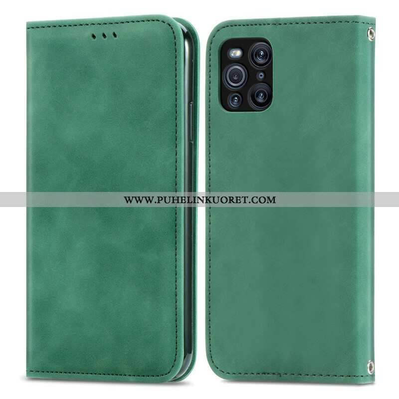 Puhelinkuoret Oppo Find X3 Pro Kotelot Flip Vintage Keinonahkaa