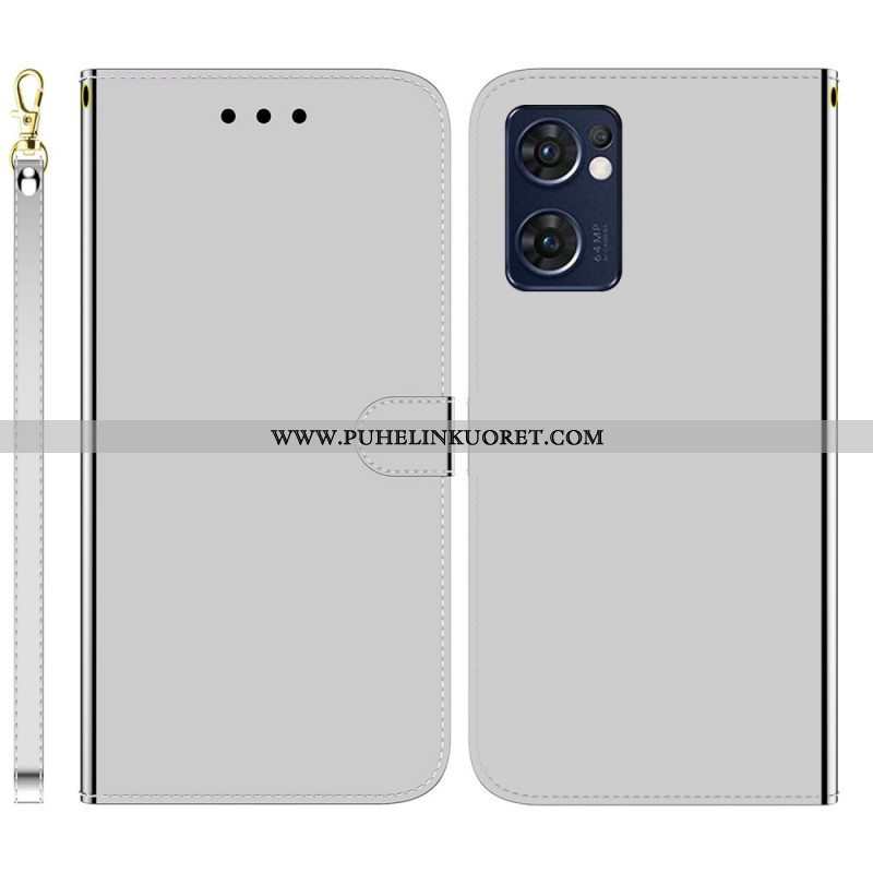 Flip Case Oppo Find X5 Lite Keinonahkainen Peilin Kansi