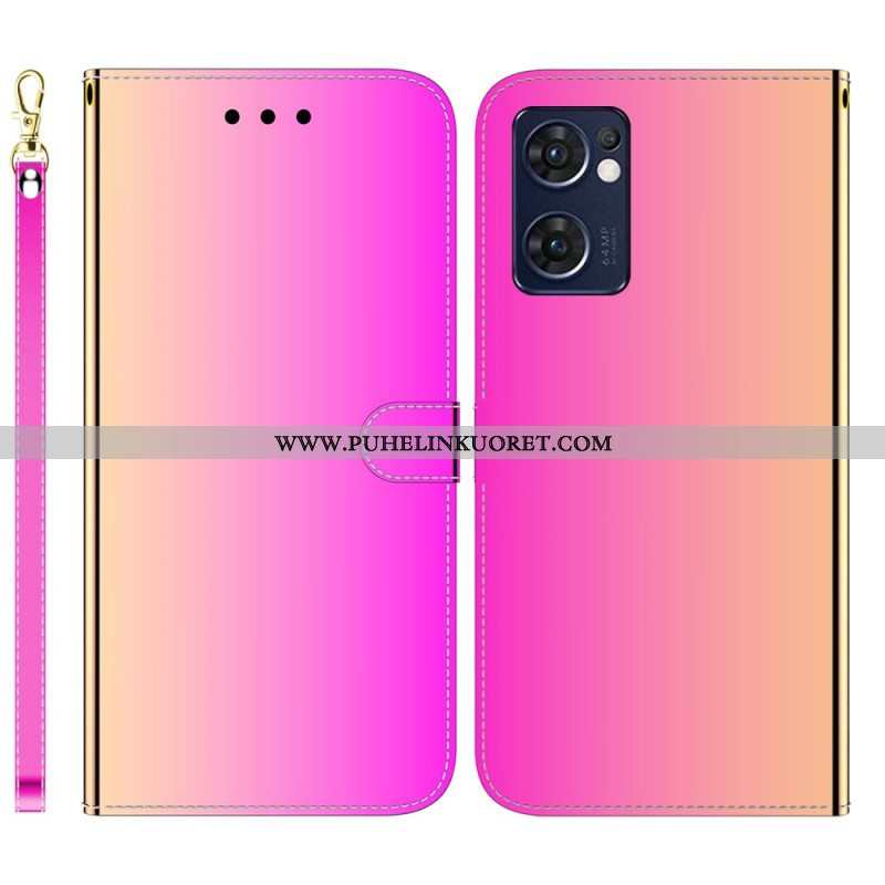 Flip Case Oppo Find X5 Lite Keinonahkainen Peilin Kansi