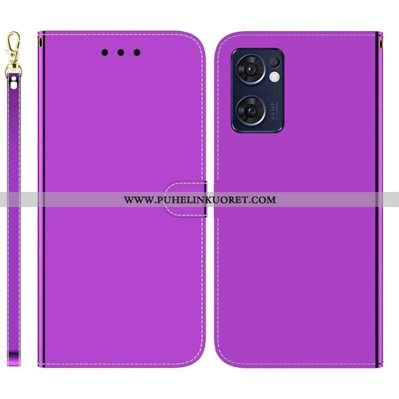 Flip Case Oppo Find X5 Lite Keinonahkainen Peilin Kansi