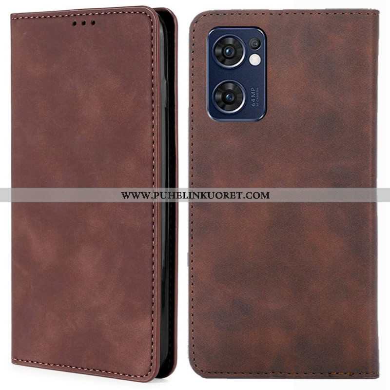 Puhelinkuoret Oppo Find X5 Lite Kotelot Flip Skin-touch Leather Effect