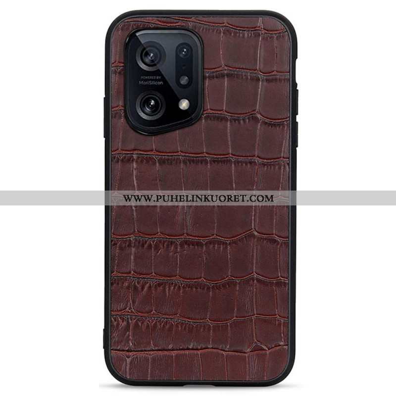 Kuori Oppo Find X5 Aito Crocodile Texture -nahka