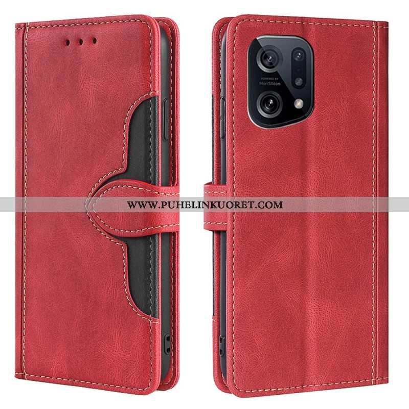 Flip Case Oppo Find X5 Keinonahka Bicolor Tyylikäs