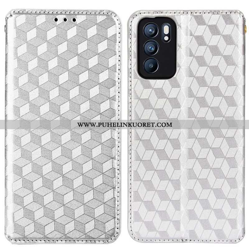 Puhelinkuoret Oppo Reno 6 5G Kotelot Flip 3d Diamond Leather Effect