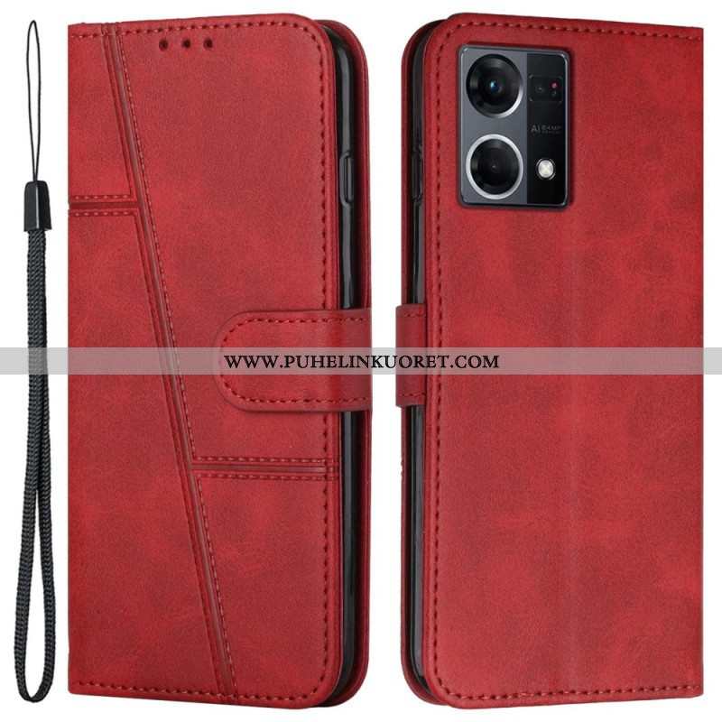 Kotelot Oppo Reno 7 Suojaketju Kuori Strappy Geo Leather Effect