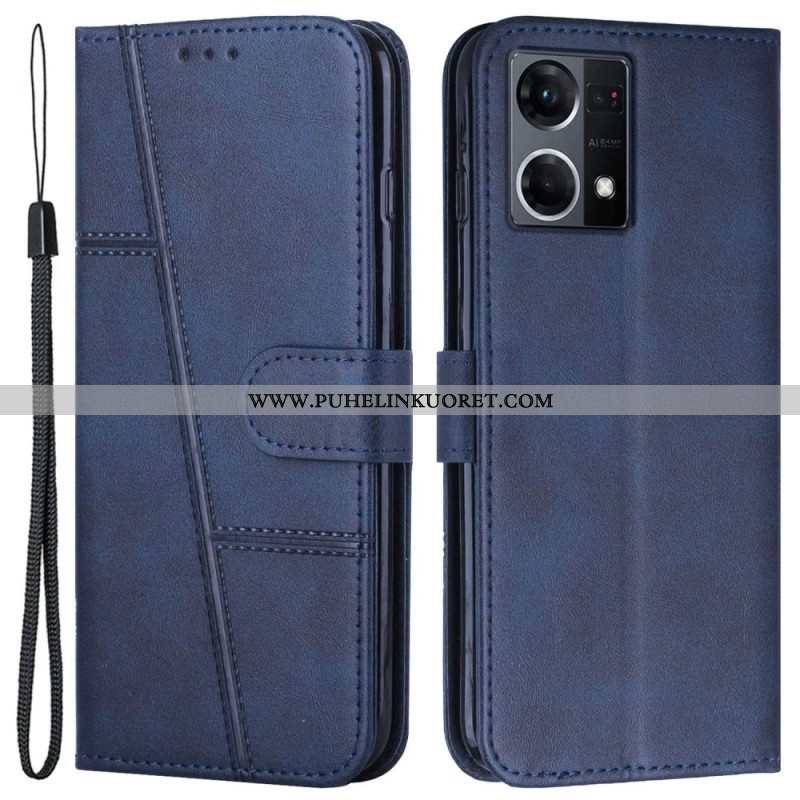 Kotelot Oppo Reno 7 Suojaketju Kuori Strappy Geo Leather Effect