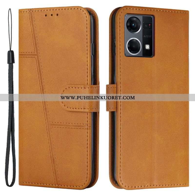 Kotelot Oppo Reno 7 Suojaketju Kuori Strappy Geo Leather Effect