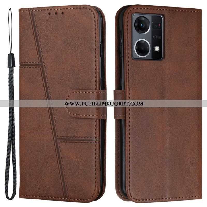 Kotelot Oppo Reno 7 Suojaketju Kuori Strappy Geo Leather Effect