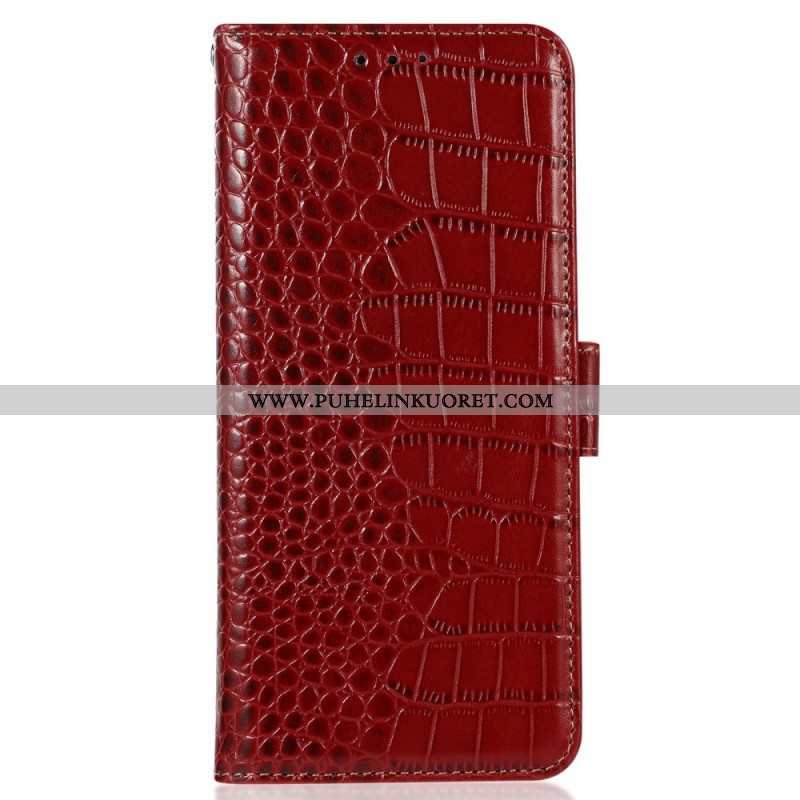 Nahkakotelo Oppo Reno 7 Rfid Crocodile Style Aitoa Nahkaa