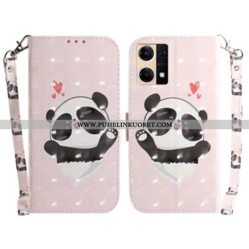 Kotelot Oppo Reno 7 Suojaketju Kuori Panda Love With Lanyard