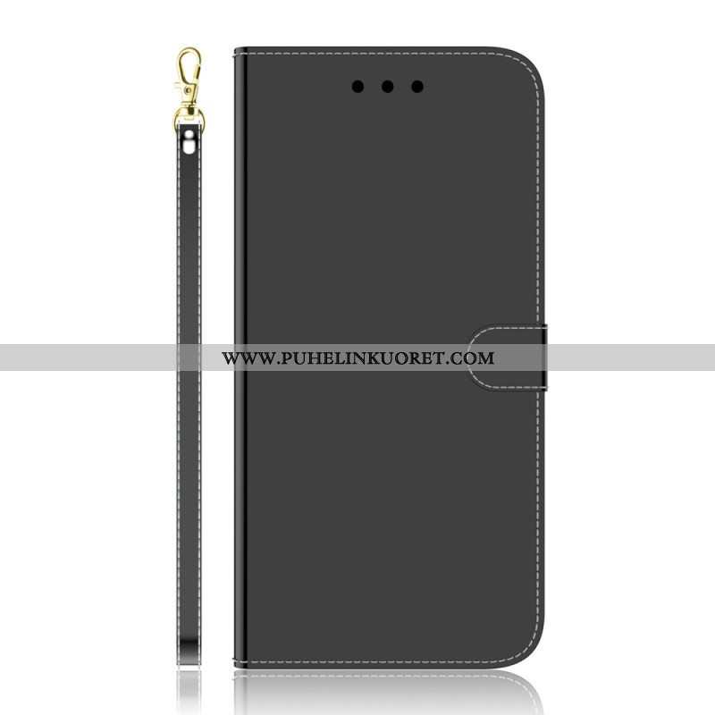 Flip Case Oppo Reno 8 Lite Keinopeilinahka Hihnalla