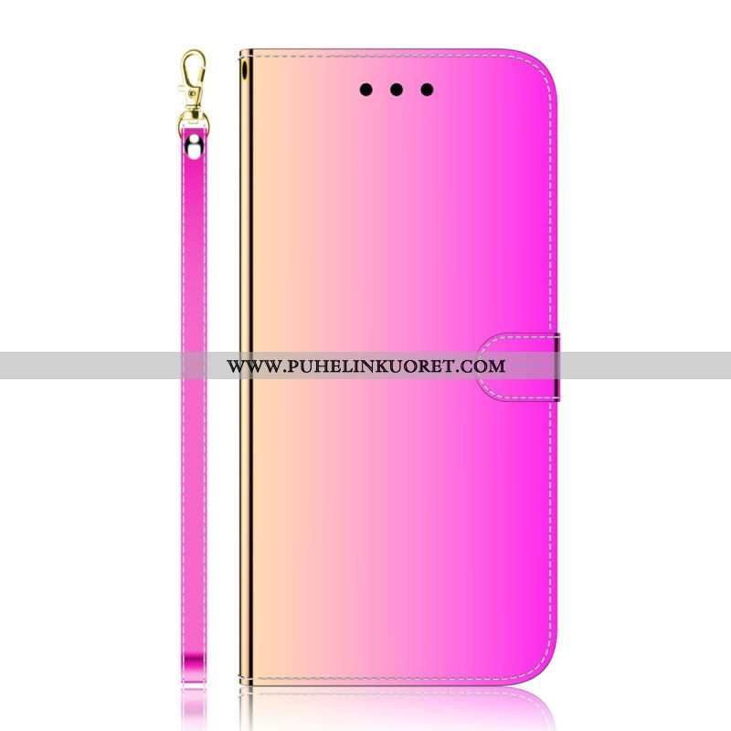 Flip Case Oppo Reno 8 Lite Keinopeilinahka Hihnalla