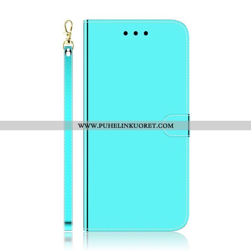 Flip Case Oppo Reno 8 Lite Keinopeilinahka Hihnalla