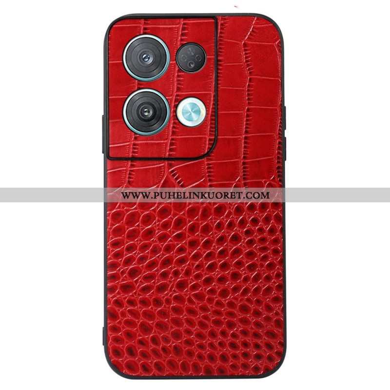 Kuori Oppo Reno 8 Aito Crocodile Texture -nahka