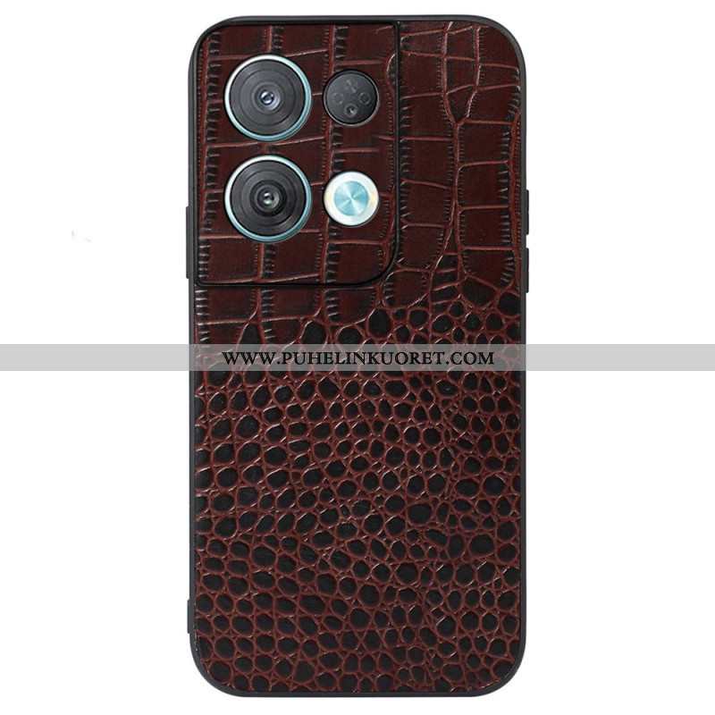 Kuori Oppo Reno 8 Aito Crocodile Texture -nahka