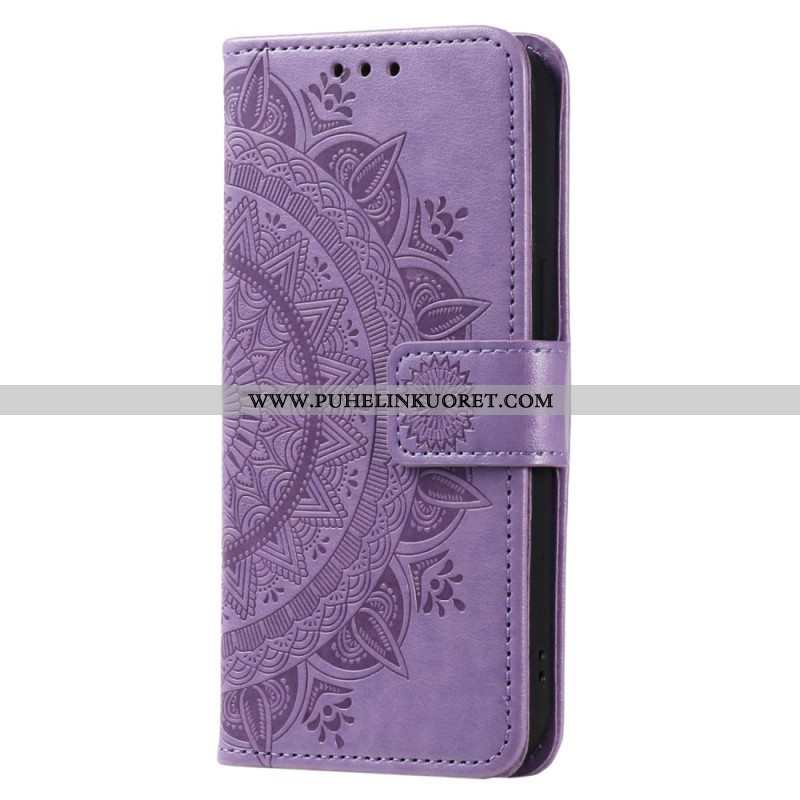 Nahkakotelo Oppo Reno 8 Suojaketju Kuori Strappy Sun Mandala