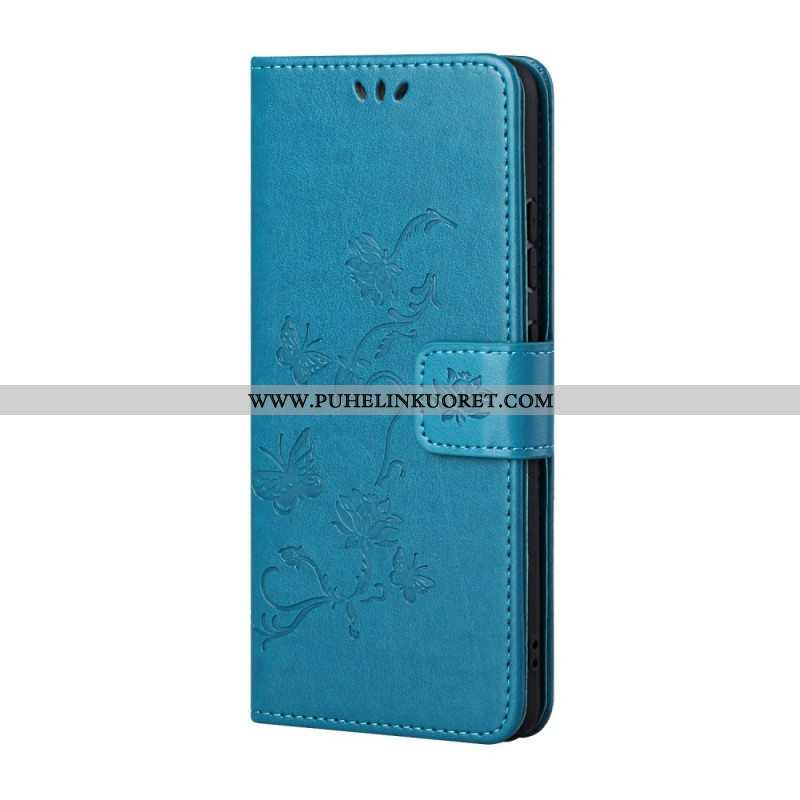 Flip Case Samsung Galaxy A13 5G / A04s Suojaketju Kuori Strap Kukat