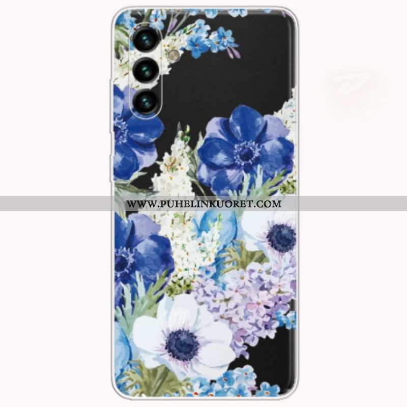 Case Samsung Galaxy A13 5G / A04s Akvarelli Siniset Kukat