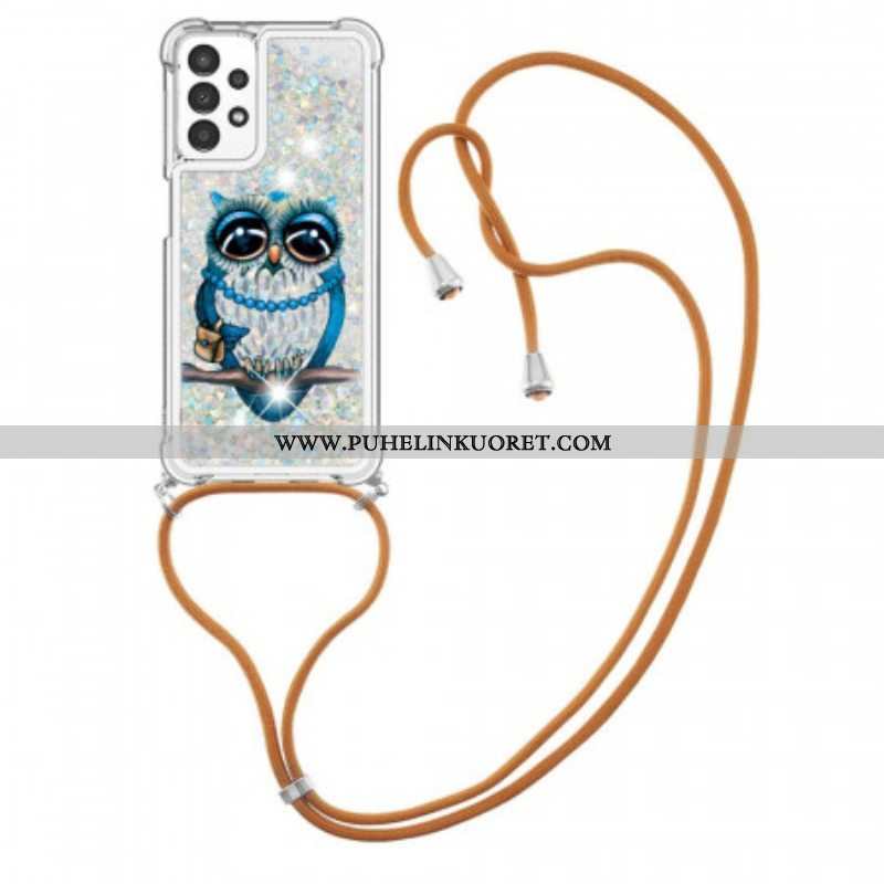 Kuori Samsung Galaxy A13 Kiristysnyörillä Paljetti Kiristysnyöri Miss Owl