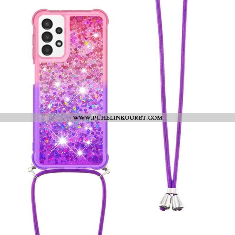 Kuori Samsung Galaxy A13 Kiristysnyörillä Glitter Silikoni Johto