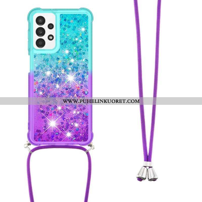 Kuori Samsung Galaxy A13 Kiristysnyörillä Glitter Silikoni Johto