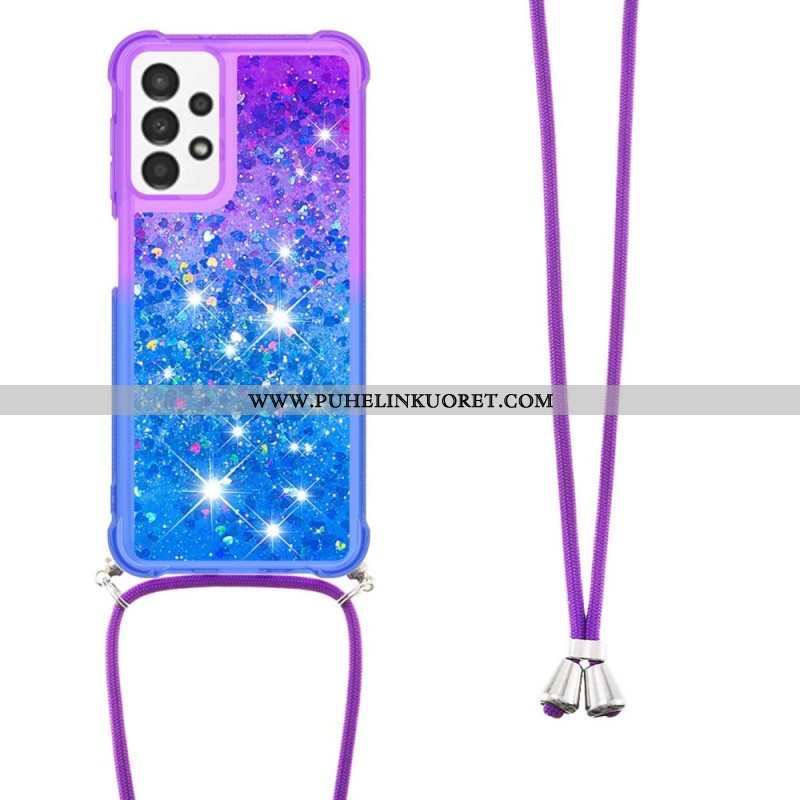 Kuori Samsung Galaxy A13 Kiristysnyörillä Glitter Silikoni Johto