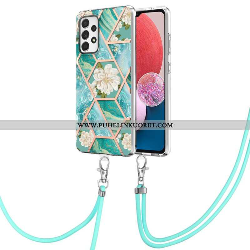 Case Samsung Galaxy A13 Kiristysnyörillä Kukkanauhalla