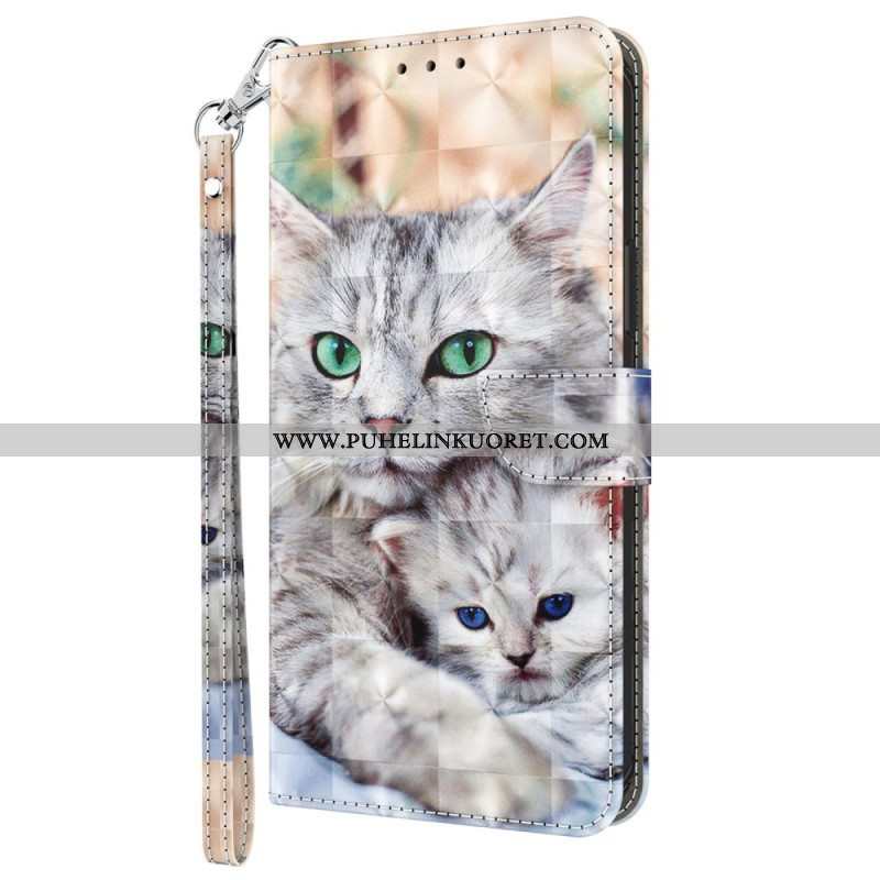 Flip Case Samsung Galaxy A14 / A14 5G Suojaketju Kuori Vain Stringikissat