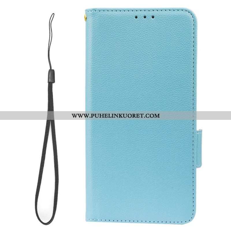 Kotelot Samsung Galaxy A14 / A14 5G Suojaketju Kuori Strappy Litchi Leather Style