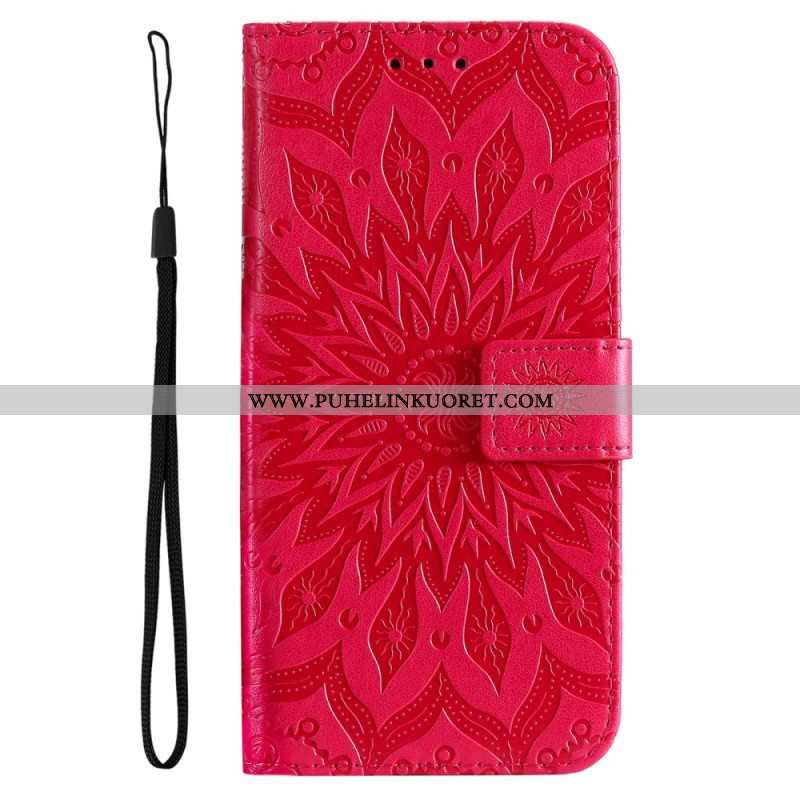 Kotelot Samsung Galaxy A14 / A14 5G Mandala-aurinko Kaulanauhalla