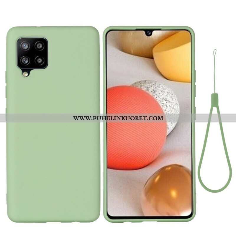 Case Samsung Galaxy A42 5G Nestemäinen Silikoni Kaulanauhalla